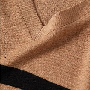 Mango Tan & Black Fine-Knit Sweater